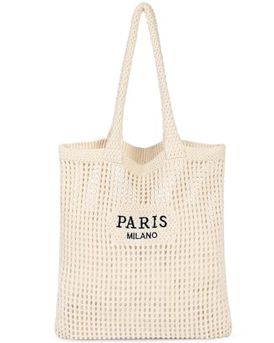 Loiyadn Beach Bags for Women - Straw Bag with Zipper, Soft Woven beach bag, Casual Straw Shoulder Bag for Daily Use