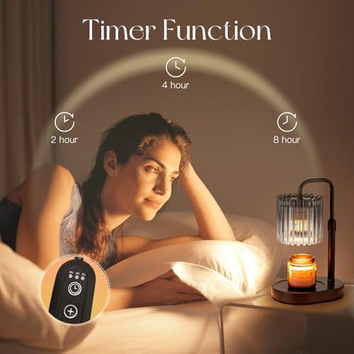 Candeldo Candle Warmer Lamp with Timer: Black Candle Warming Lamp Height Adjustable Wax Melt Warmer Dimmable Modern Farmho...