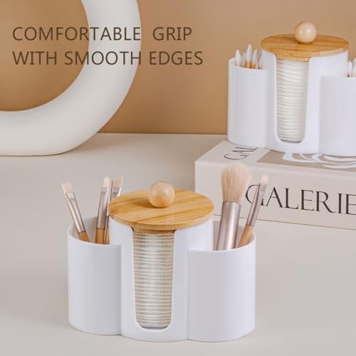 SYDERWE 3-in-1 Q-Tip Holder for Bathroom – Premium Vanity Organizer Canister with Dustproof Lid for Cotton Swabs, Balls an...
