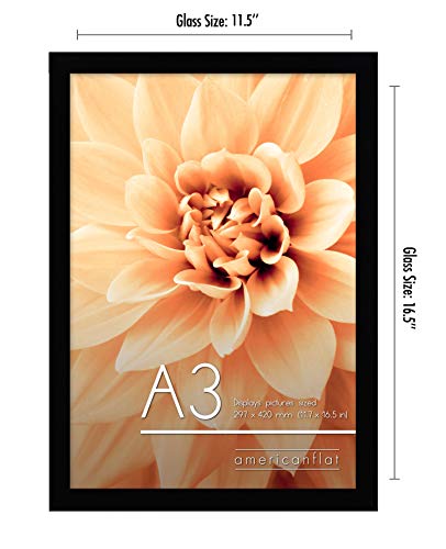 Americanflat A3 Picture Frame with Shatter-Resistant Glass - 11.7x16.5 Frame with Engineered Wood - Signature Collection -...