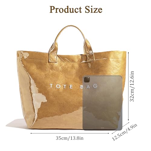 BBIQI PVC Tote Bag for Women Waterproof Plastic Summer Tote Letter Print Hobo Handbag for Beach, Pool, Picnic, Travel & Gift
