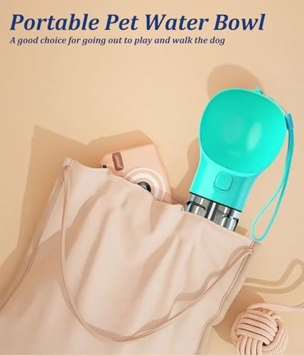 16.9oz Portable Pet Water Bottle Food Container,Travel Drink Feeder Cup Food Dispenser with Poop Shovel 17Pcs Waste Bag,fo...