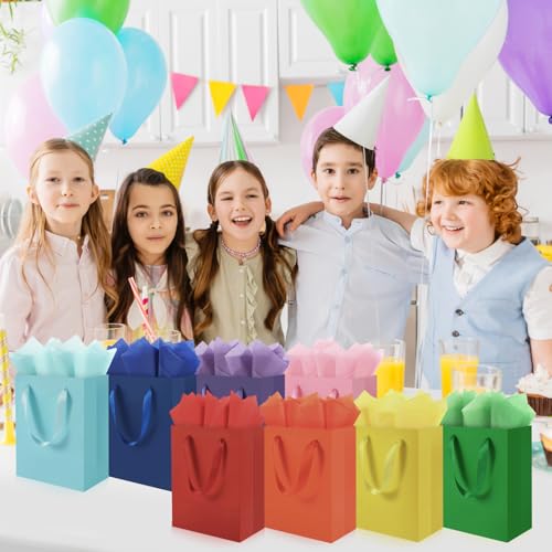 Epoesch 4 Pack Medium Gift Bags With Handles and 8 Tissue Paper, Size 8 X 5 X10 Inch Paper Bags for Birthday Party Baby Sh...