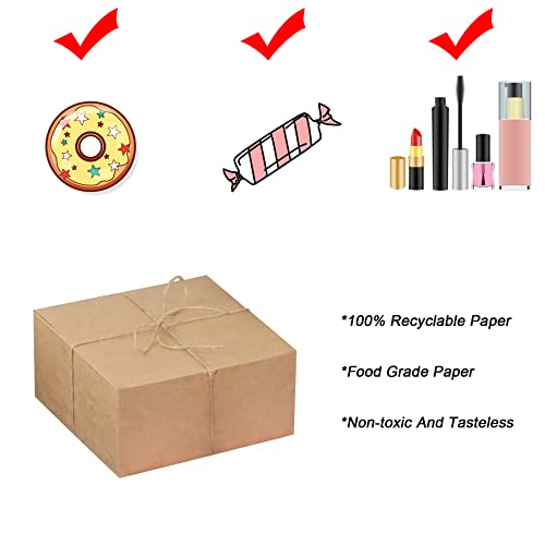 Xxcxpark 16 PCS Brown Kraft Gift Boxes 8x8x4 Inches, Decorative Party Favor Kraft Paper Gift Packaging Box with Lid for DI...
