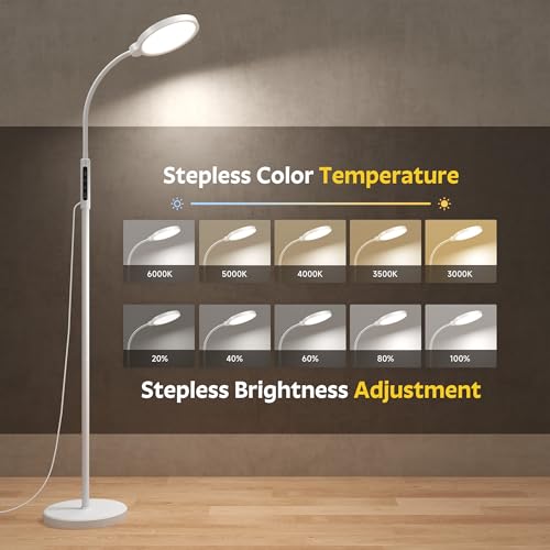 Happy Light Therapy Lamp, 11000 Lux UV-Free Floor Sun Light Lamp with Touch Remote Control, 5 Color Temperatures 10 Bright...
