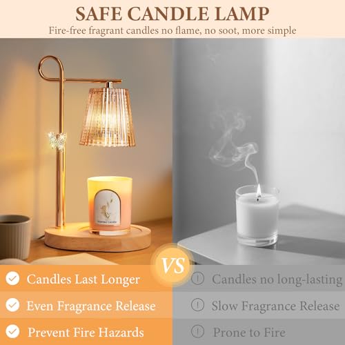IvvaHholao Candle Warmer Lamp with Timer Dimmer, Adjustable Height Wax Warmer Lamp for Jar Candle, Wax Melter House Warmin...