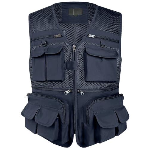 TWENPHYO Versatile Men's Summer Vest for Fishing, Travel, Outdoor Work, Safari and Photography with Multiple Pockets