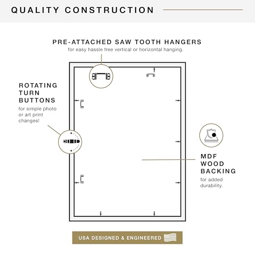 MCS Studio Gallery 20x28 Poster Frame Black Woodgrain Engineered Wood, Vertical & Horizontal Wall Hanging Large Picture Fr...