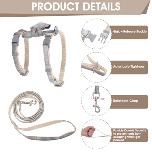 TIESOME Cat Harness and Leash Set, Adjustable Gradient Kitten Harness Escape Proof Harness with Leash for Kitty Outdoor Wa...