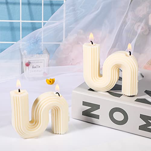 Tondiamo 2 Pcs Aesthetic Candles Twist Shaped Aesthetic Candles Cool S Shape Minimalist Geometric Shaped Soy Wax Scented A...