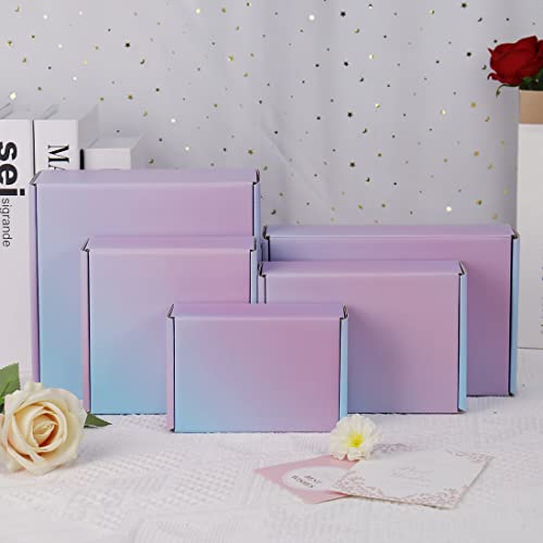 DERZIFUN 6x4x2 Inch Small Shipping Boxes for Small Business, 30 Pack Purple Mailing Boxes Corrugated Cardboard Mailer Gift...
