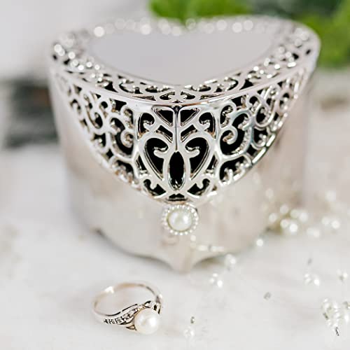 Cherished Moments Personalized First Communion Gift for Girls Filigree Heart Jewelry Keepsake Box with Custom Engraved Cro...