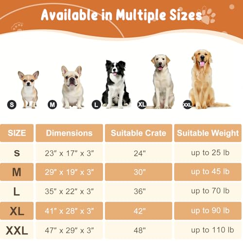 EMPSIGN Stylish Dog Bed Mat Dog Crate Pad Mattress Reversible (Cool & Warm), Water Proof Linings, Removable Machine Washab...