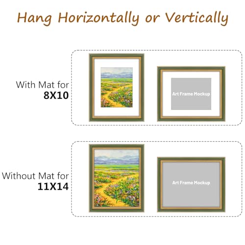 Golden State Art,11x14 Ornate Picture Frame for 8x10 Photo with Mat or 11 x 14 Prints Without Mat, Real Glass Wall Display...