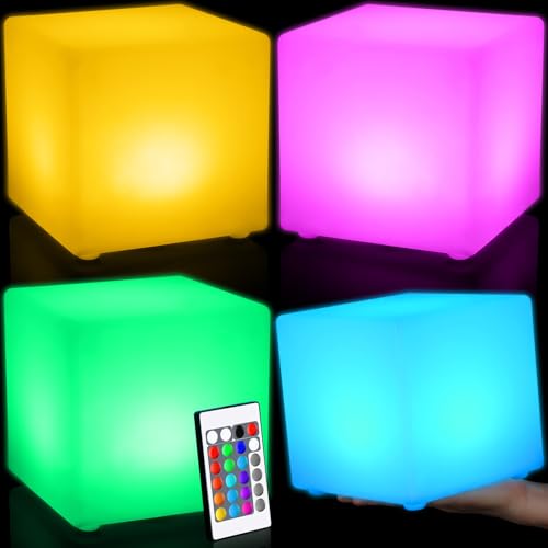 Frienda 4 Pcs Light up Cubes Cool Cosmic Cube Lights 16 Colors LED Mood Lamp Waterproof LED Light Cube for Nursery Home Pa...