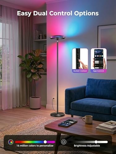 Arsoma Smart Floor Lamp for Living Room, 66.8" RGB+WW Ripple Projector Floor Lamp, 3-in-1 LED Corner Lamp with RGB+IC Side...