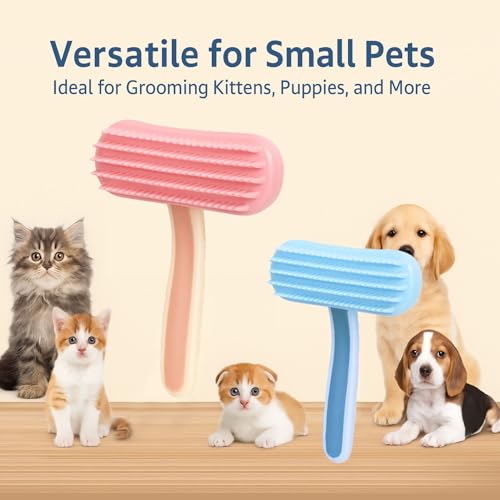 Oxiros 2 Pack Bunny and Chinchilla Grooming Brush – Soft Silicone De-Shedding Bath & Massage Comb for Rabbits, Guinea Pig...