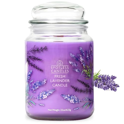 Spotless Leopard Fresh Lavender Candle 22oz Glass Jar with Wooden Wick in a Decorated Jar Within a Presentation Gift Box a...