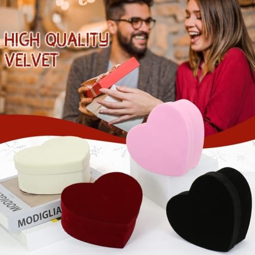 GnFlus Red Wine Gift Boxes with Lids for Presents 4 Pack Heart Shaped Velvet Nesting Burgundy Gifts Box for Arrangements F...