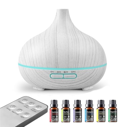 550ml Large Capacity Essential Oil Diffuser with 6 Aromatherapy Oils,Humidifier for Home Decor,Diffuser with Remote Contro...