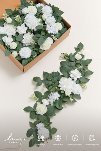 Ling's moment 6Pack 2ft White Artificial Flowers Garland Arch Floral Lantern Flower Centerpieces Wedding Aisle Chair Flowe...