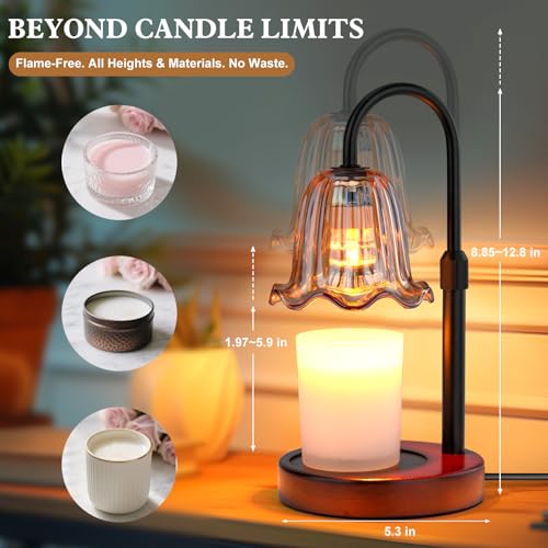 GOIUEDBZ Candle Warmer Lamp Electric: Timer Dimmer Candles Warming Jar Light - Height Adjustable Dimmable Warmers Lamps - ...