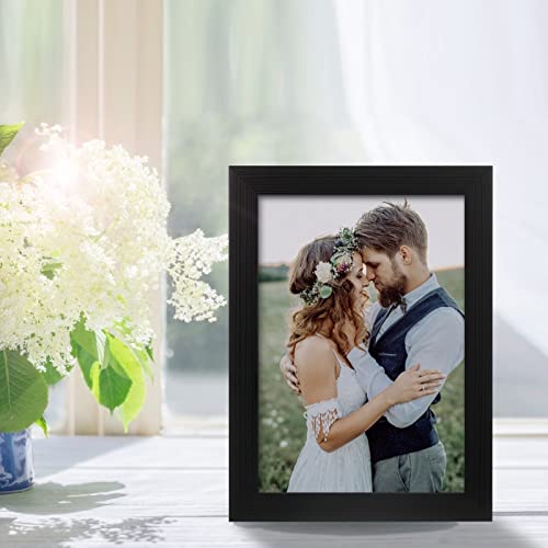 PECULA 2 Pack 5x7 Picture Frame, Black Picture Frame for Wall and Tabletop Display, Resistant Plastic Photo with Clear Ple...