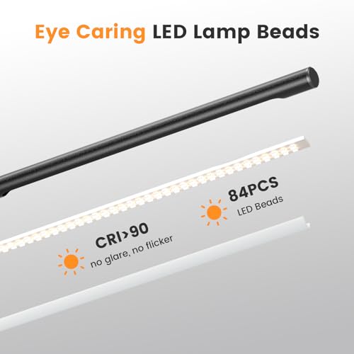 SIBRILLE Metal LED Desk Lamp, 16" Dimmable Desk Light with Base, 15W 1200LM, Adapter Included, Color & Brightness Adjustab...