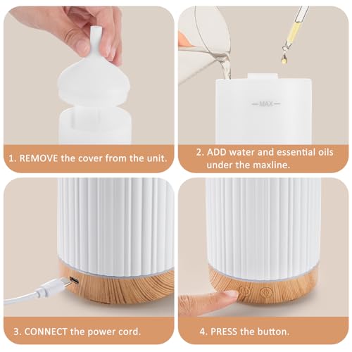Specvoko 100ML Essential Oil Diffuser, Ultrasonic Cool Mist Aromatherapy Diffuser with Timer & 8-Color LED Light, Continuo...