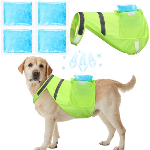 Aliceset 2 Pcs Dog Cooling Vest with 4 Recyclable Ice Pack Summer Outdoor Dog Cooling Harness Pet Adjustable Jacket Coole...