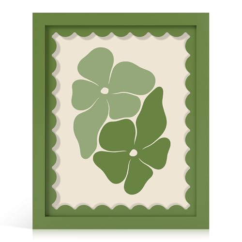 THKRLOF 8x10 Picture Frame with Real Glass, Wooden cute 8 x 10 Photo Frame with Wavy Mat for Tabletop and Wall Hanging, Gr...