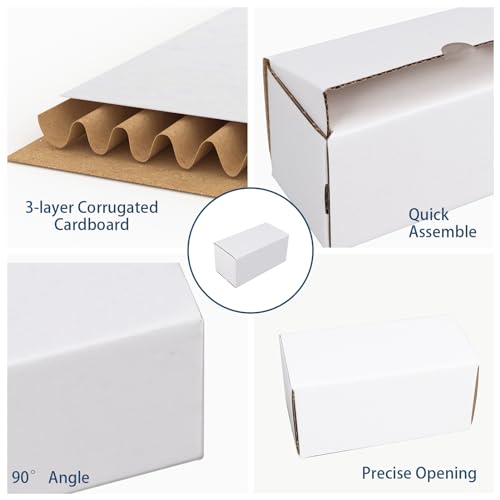 ZBEIVAN 4.6x2.2x2.2 White Shipping Boxes Set of 100, Corrugated Cardboard Mailer Boxes for Packaging Small Business Mailin...