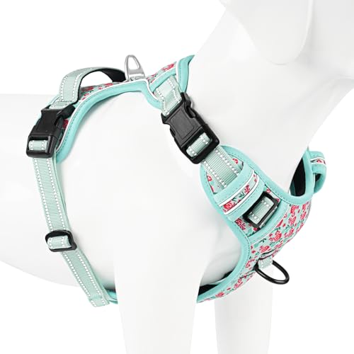 Timos Dog Harness, No-Pull Pet Harness with 2 Leash Clips, 3 Snap Buckles Adjustable Soft Padded Dog Vest, Reflective No-C...