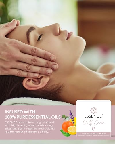 Essence Nasal Diffuser Self Care Bundle – Essential Oil Silicone Nose Rings for Stress, Energy & Mental Clarity – Wearable...