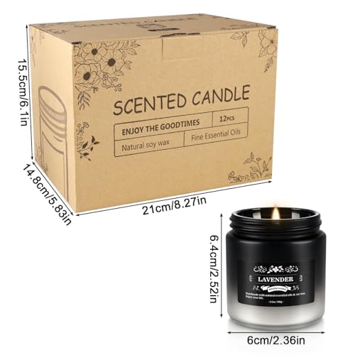 12 Pack Scented Candles Gift Set for Men Women - 3.5oz Soy Blend Jar Candles, 150+ Hours Long Lasting Aromatherapy Candle,...