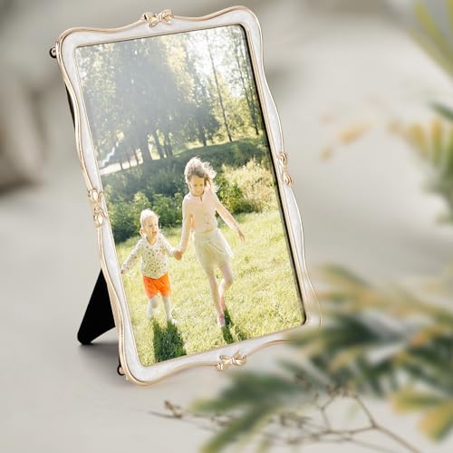 Mulumu Metal Bow Picture Frame 5x7 Photo Frames with High Definition Glass Front Gift Ideas Tabletop Home Decorative, Gold...