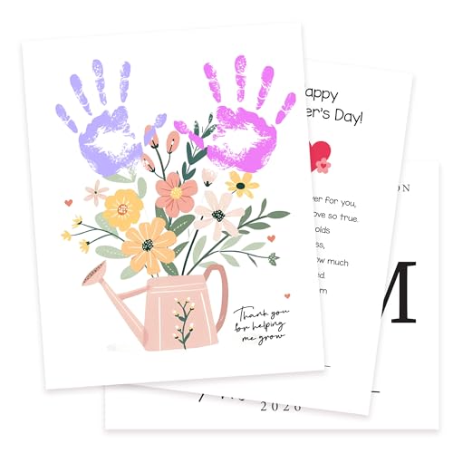 DIY Mothers Day Gifts from Kids Daughter, Pack 3 Mother’s Day Handprint Art Craft DIY Gift, Floral Bouquet Keepsake, Best ...