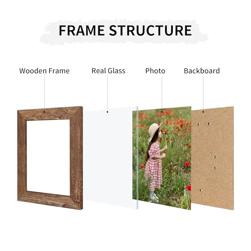 ccdcc 4x6 Collage Picture Frames Set of 2, Rustic Wooden Real Glass Vertical Hanging 3 Opening 4 by 6 Photo Frame, Rustic ...