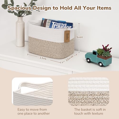 Goodpick Woven Storage Basket, Cotton Rope Basket for Dog Toys, Books, Stylish Gift Basket with Handles, 13 x 10 x 9 Inche...
