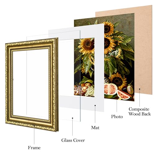 eletecpro 5x7 Picture Frames Set of 2, Vintage Photo Frames with Glass, Display 4x6 Photo with Mat or 5x7 without Mat for ...