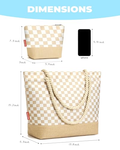 WOOMADA Large Straw Beach Tote - Tote Bag for Towels & Vacation Essentials
