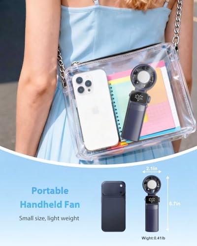 Ouddy Mode Hand Held Fan Rechargeable, Ice Cooling Travel Portable Fan, Up to 13Hrs Foldable Pocket Handheld Turbo Fans fo...