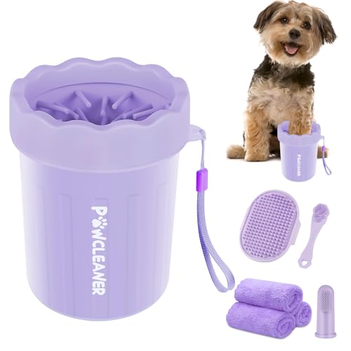 Professional 7 in 1 Dog Paw Cleaner for Dogs & Cats - Includes 1 Portable Paw Washer, 1 Bath Brush, 2 Dog Toothbrushes and...
