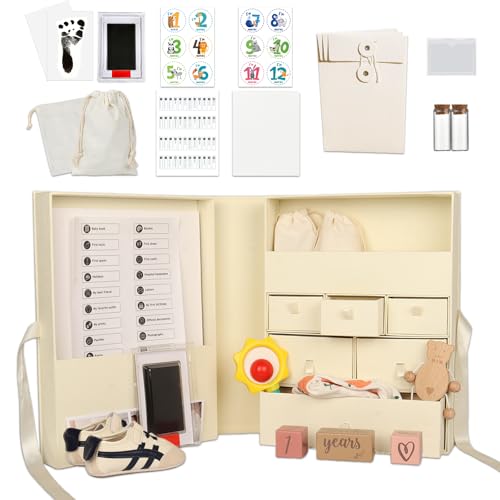 Memory Box for Kids,Baby Keepsake Box, Large Memory Box with Lids 8 Additional Items Neutral Minimalist Newborn Keepsake B...