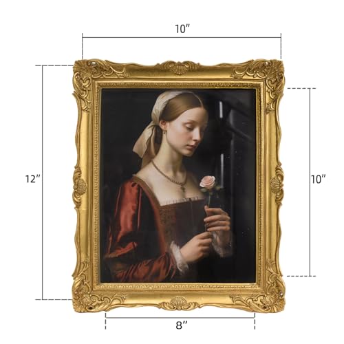 Saysmile Vintage 8x10 Picture Frame Gold, Textured Antique Picture Frames with Embossed Flower Design, Ornate Frame for 8x...