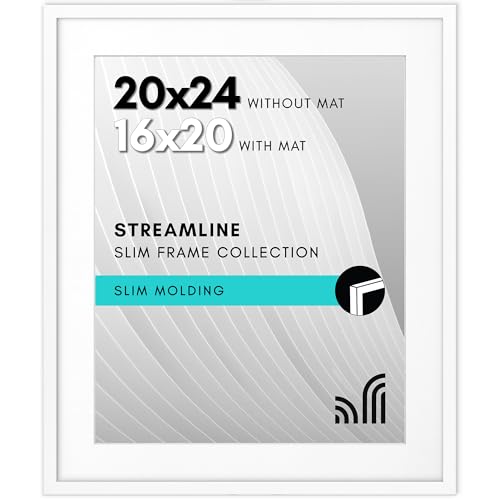 Americanflat 20x24 Picture Frame with Polished Plexiglass - Use as 16x20 Frame with Mat or Display 20x24 Photo Without Mat...