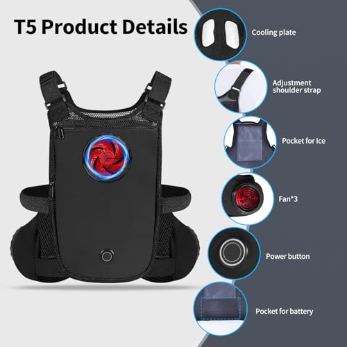 THEKUKU Cooling Vest with 3 Fans and Cooling Plate, Dual Battery Pack (2x30000mAh), Portable Air Conditioner Vest for Men ...