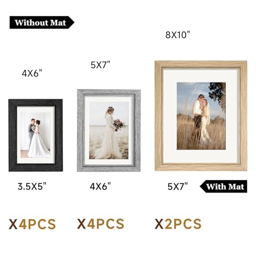 Povrgive Picture Frames, Made of Real Glass and Wooden Frame, Gallery Photo Frames Set of 10 for Collage Wall Decor, Multi...