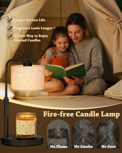 Candle Warmer Lamp with Timer Dimmer, Height Adjustable Modern Farmhouse Candle Warmer, Electric Candle Lamp Warmer with 2...