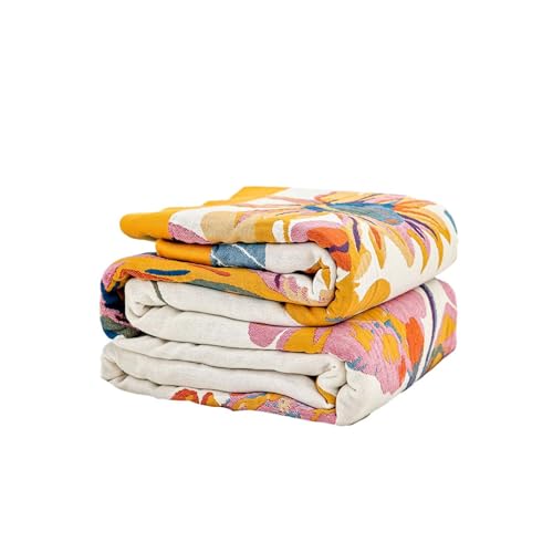 XIBLC Boho Throw Blanket, 100% Cotton Ultra Soft Luxury Throw Rustic Quilt, 50"x60" Floral Bird Butterfly Farmhouse Decor ...